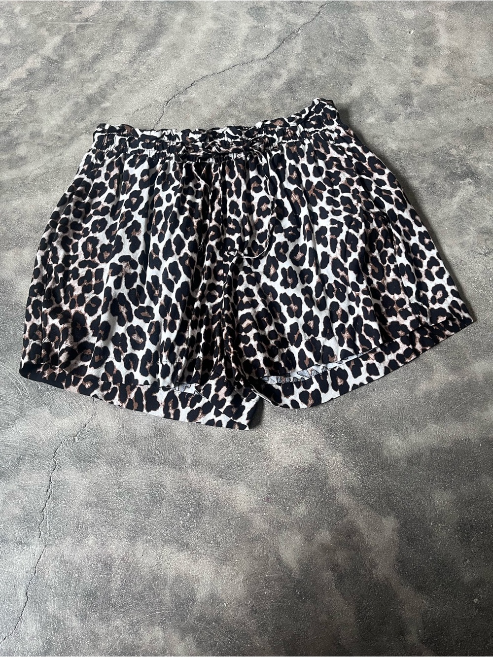 Leopard Print Elastic Waist Shorts